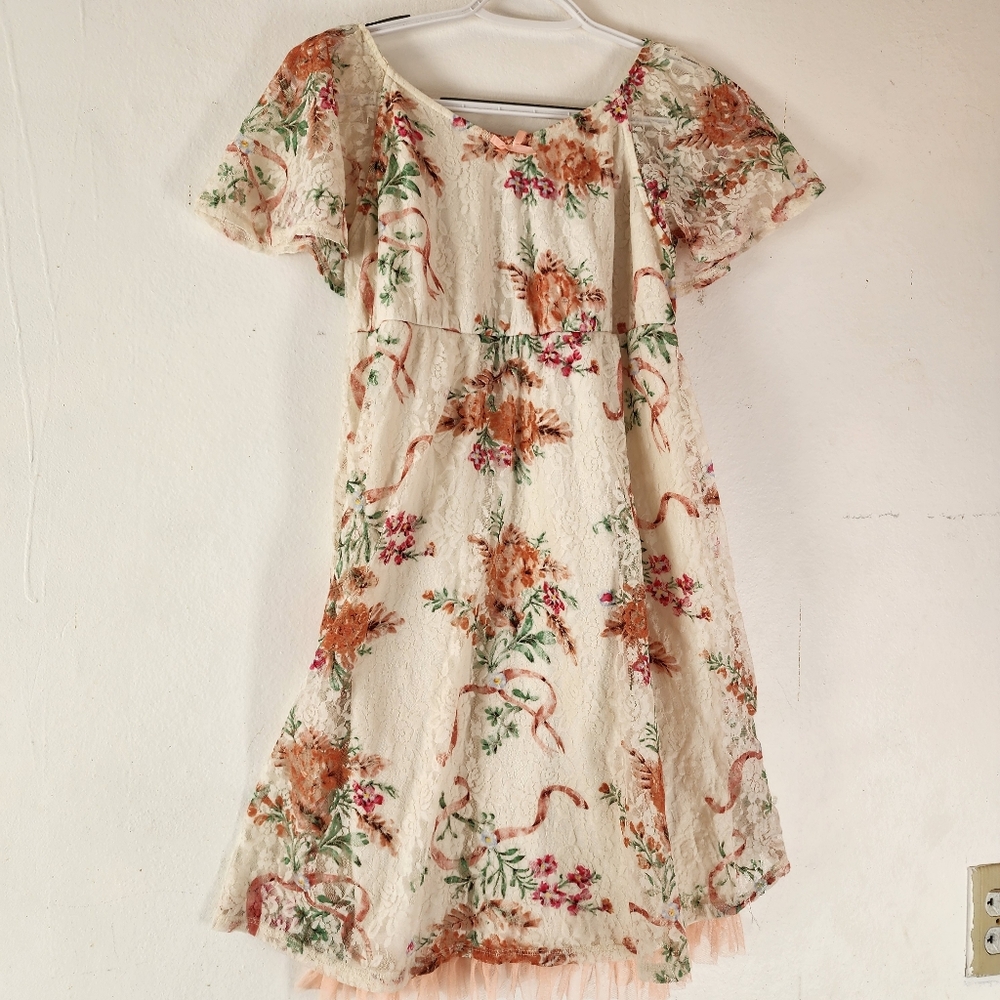 Disney D-Signed Girl's Beauty And The Beast Dress Lace Floral Large 14/16 Easter